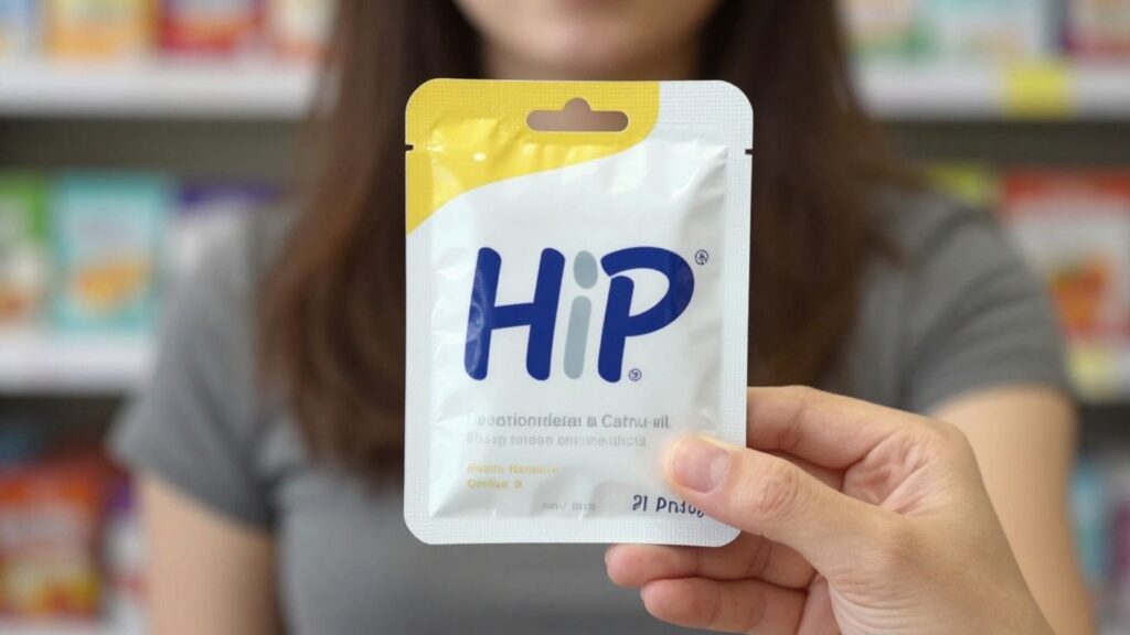 bHIP product in hand, healthy lifestyle background