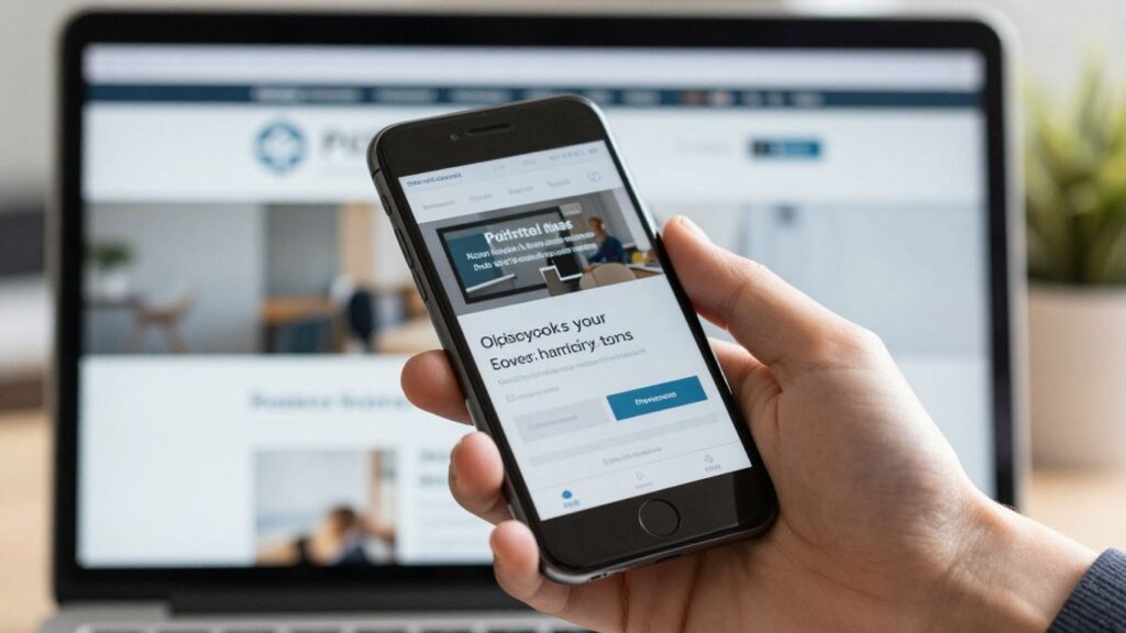 Smartphone displaying company website