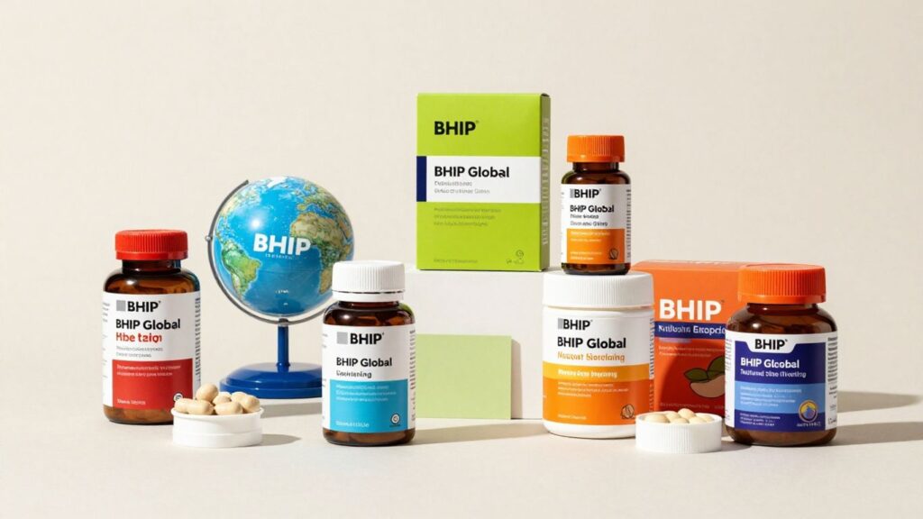 bHIP Global products: supplements and packaging.