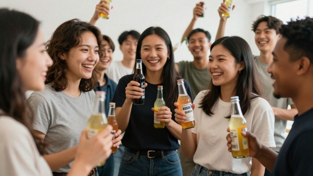 Group of people with bHIP beverage bottles
