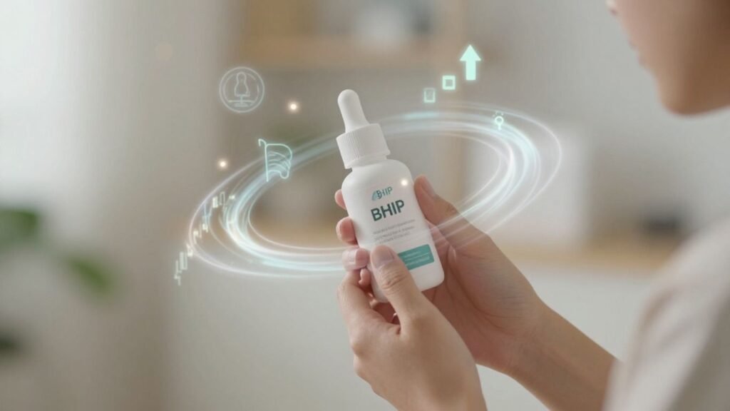 bHIP product bottle with financial symbols and energy